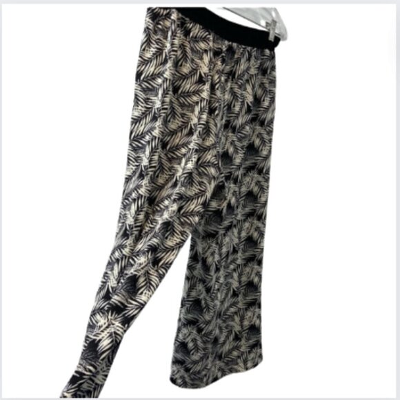 Max Studio Black White Elastic Waist Wide Leg Palazzo Pants, M - Picture 1 of 7